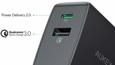 Aukey USB Power Delivery and Quick Charge 3.0 wall charger.