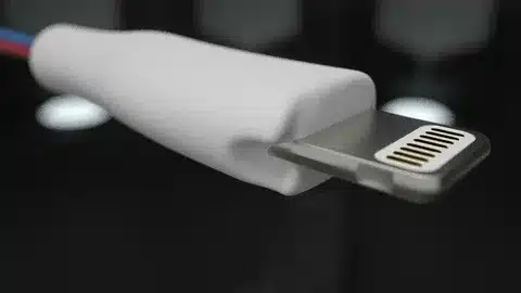 iPhone Lightning charging connector close up.