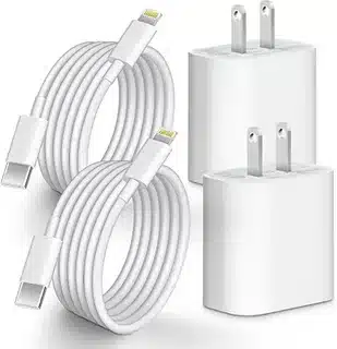 iPhone fast charging cable and adapter combo pack.