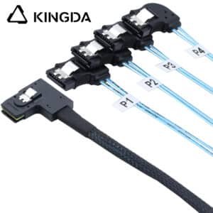 Left bend 90 degree Mini SAS HD SFF-8087 to 4X Left turn 90 degree SATA High Speed Server Internal Connection Wire Harness