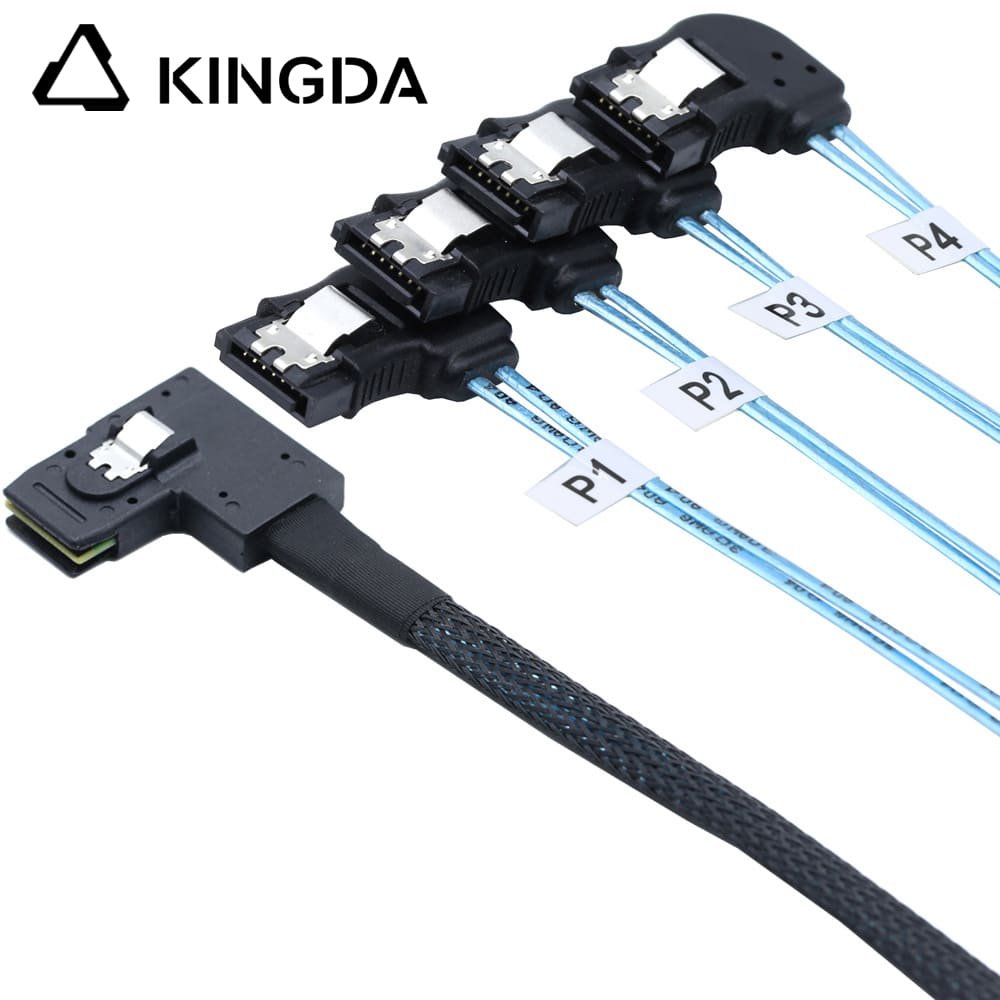 Left bend 90 degree Mini SAS HD SFF-8087 to 4X Left turn 90 degree SATA High Speed Server Internal Connection Wire Harness