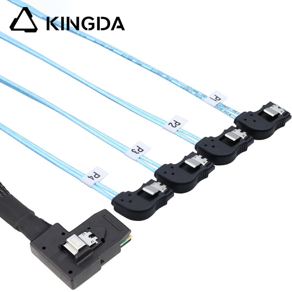 Left bend 90 degree Mini SAS HD SFF-8087 to 4X Left turn 90 degree SATA High Speed Server Internal Connection Wire Harness