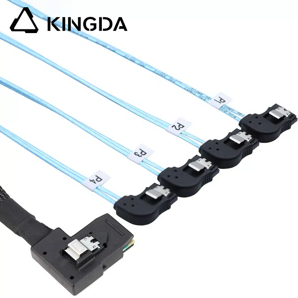 Left bend 90 degree Mini SAS HD SFF-8087 to 4X Left turn 90 degree SATA High Speed Server Internal Connection Wire Harness