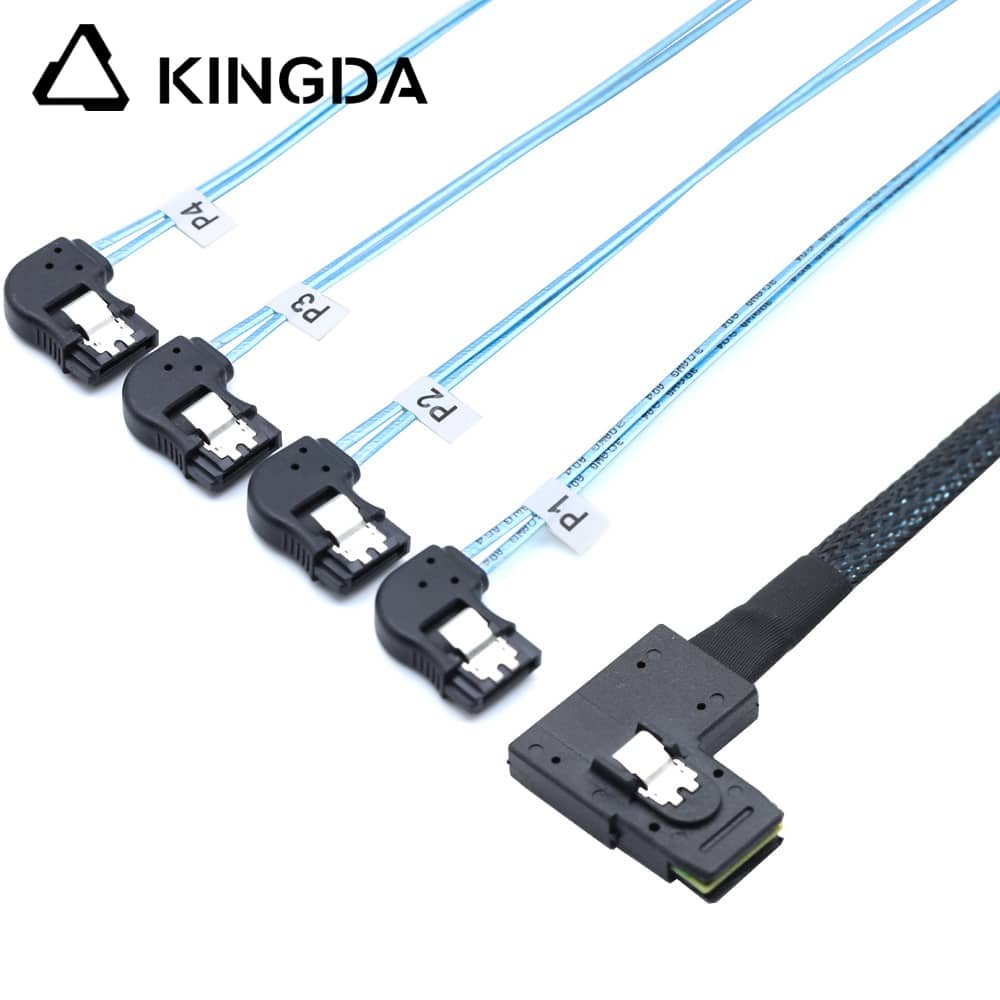 Left bend 90 degree Mini SAS HD SFF-8087 to 4X Left turn 90 degree SATA High Speed Server Internal Connection Wire Harness