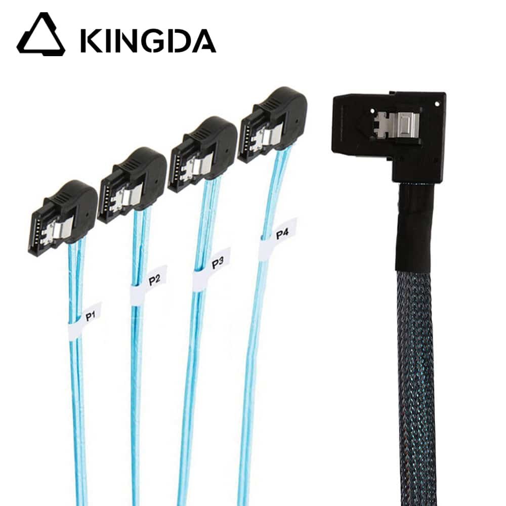 Left bend 90 degree Mini SAS HD SFF-8087 to 4X Left turn 90 degree SATA High Speed Server Internal Connection Wire Harness