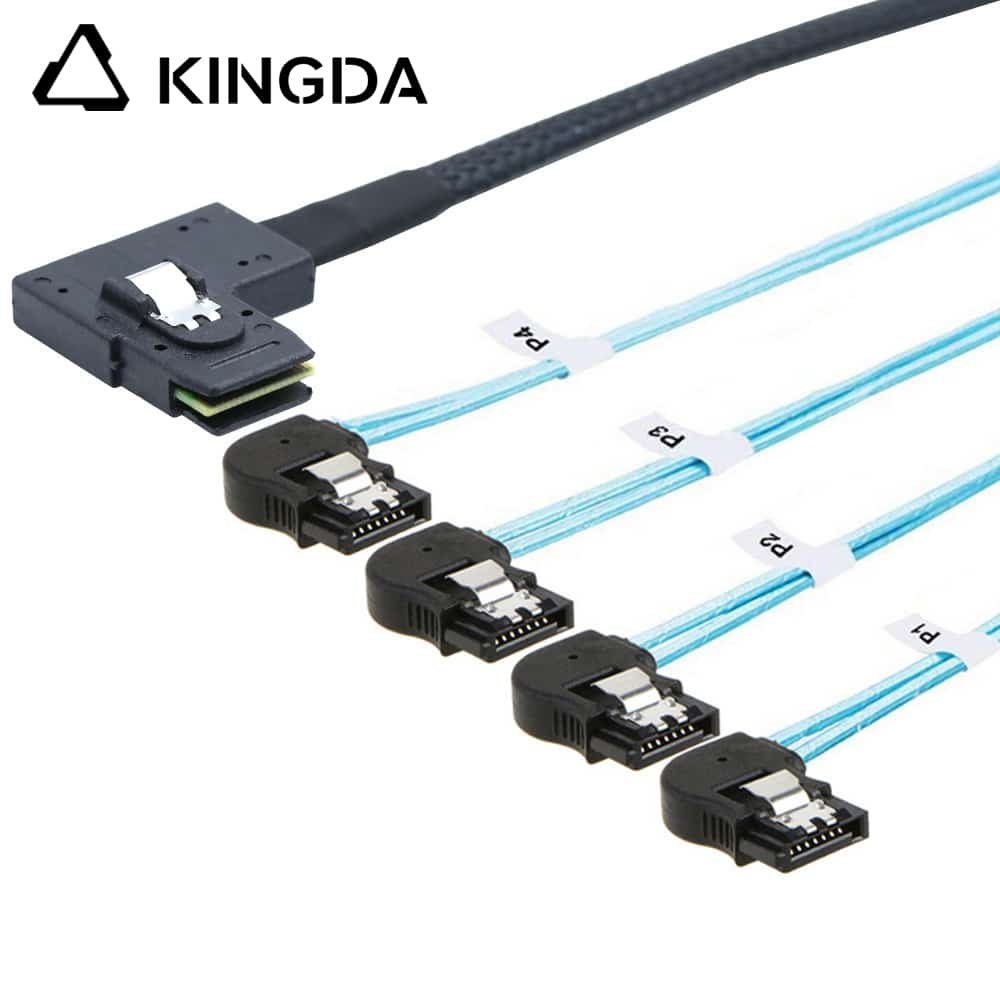 Left bend 90 degree Mini SAS HD SFF-8087 to 4X Left turn 90 degree SATA High Speed Server Internal Connection Wire Harness