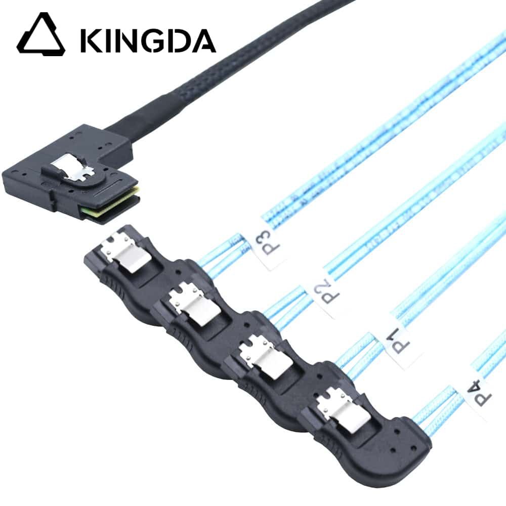 Left bend 90 degree Mini SAS HD SFF-8087 to 4X Right turn 90 degree SATA High Speed Server Internal Connection Wire Harness