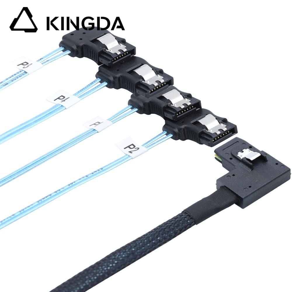 Left bend 90 degree Mini SAS HD SFF-8087 to 4X Right turn 90 degree SATA High Speed Server Internal Connection Wire Harness