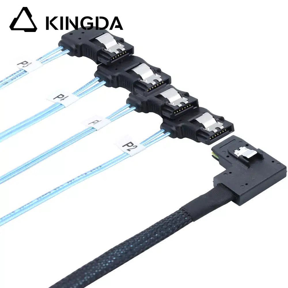 Left bend 90 degree Mini SAS HD SFF-8087 to 4X Right turn 90 degree SATA High Speed Server Internal Connection Wire Harness