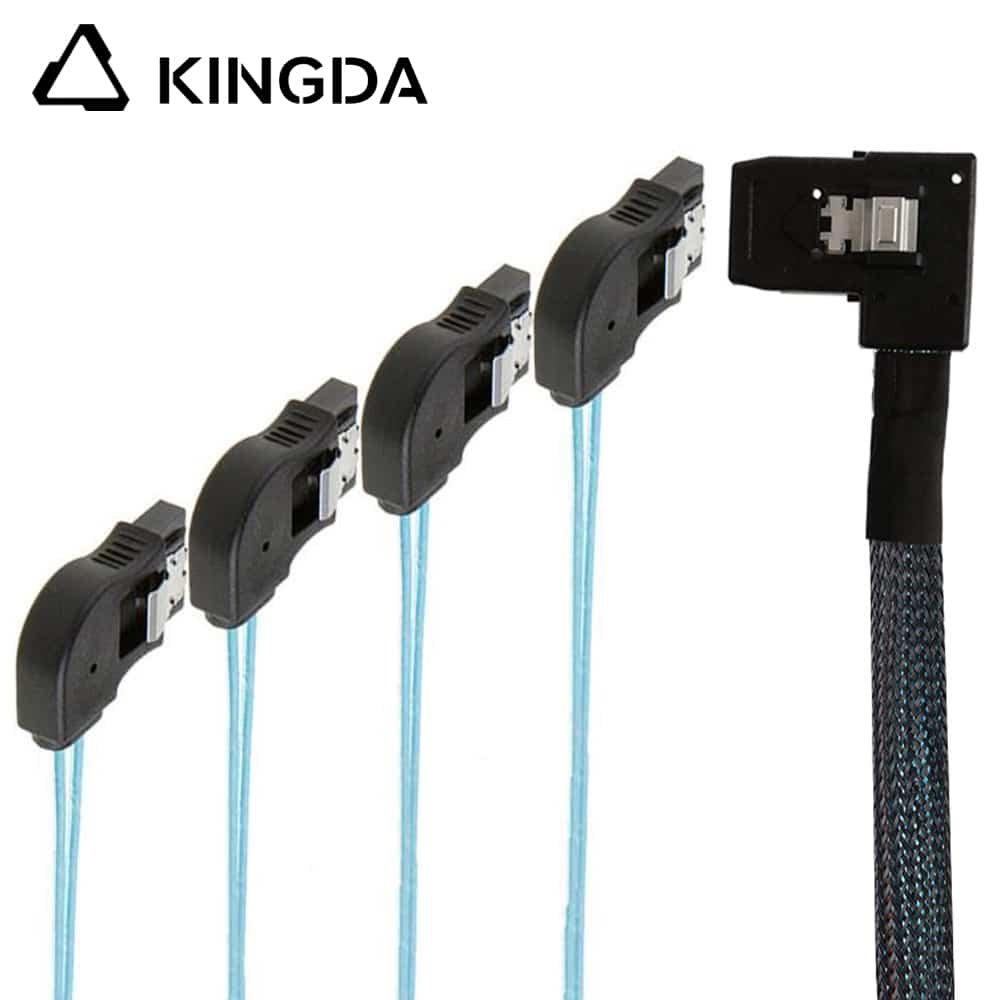 Left bend 90 degree Mini SAS HD SFF-8087 to 4X Right turn 90 degree SATA High Speed Server Internal Connection Wire Harness