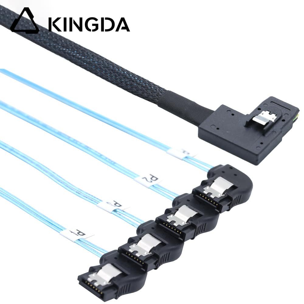 Left bend 90 degree Mini SAS HD SFF-8087 to 4X Right turn 90 degree SATA High Speed Server Internal Connection Wire Harness