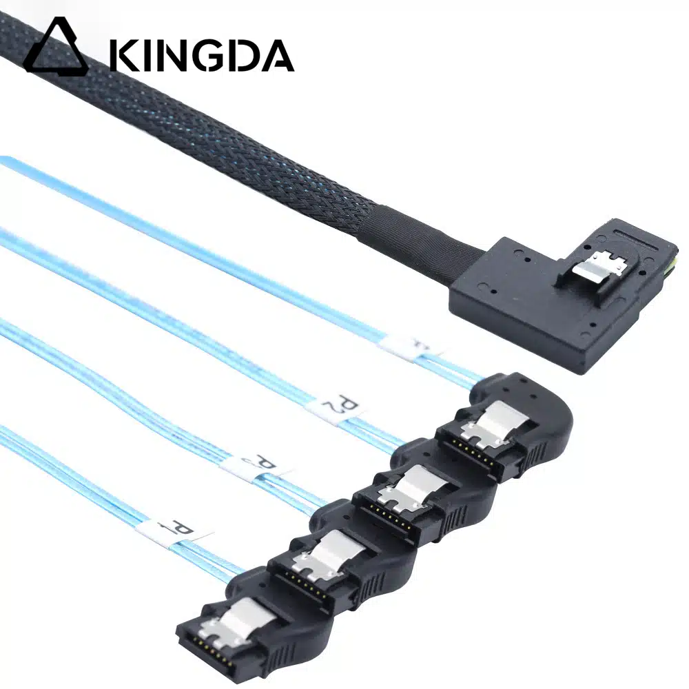 Left bend 90 degree Mini SAS HD SFF-8087 to 4X Right turn 90 degree SATA High Speed Server Internal Connection Wire Harness