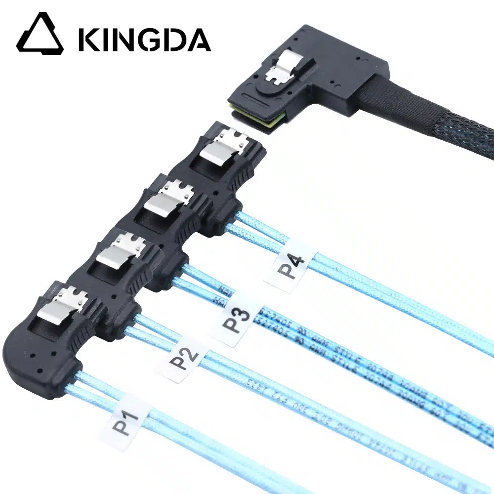 Left bend 90 degree Mini SAS HD SFF-8087 to 4X Right turn 90 degree SATA High Speed Server Internal Connection Wire Harness
