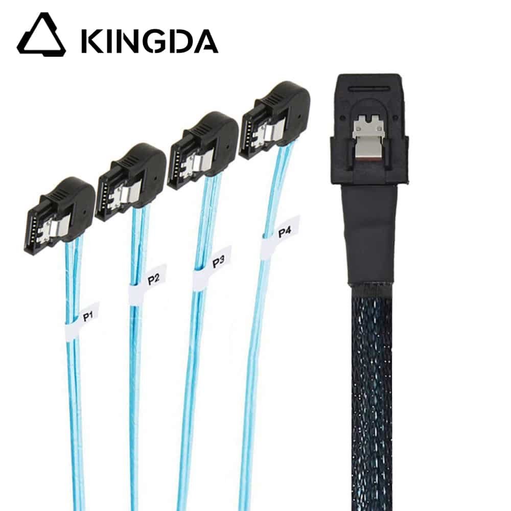 Mini SAS HD SFF-8087 to 4X Left Bend SATA Left Turn SATA High Speed Server Internal Connection Wire Harness