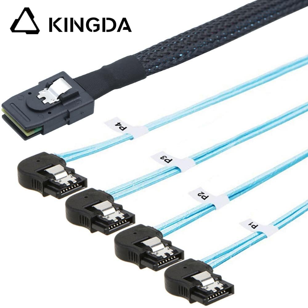 Mini SAS HD SFF-8087 to 4X Left Bend SATA Left Turn SATA High Speed Server Internal Connection Wire Harness