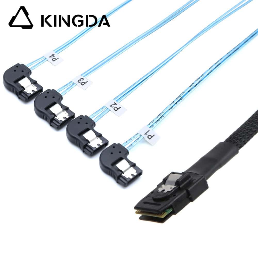 Mini SAS HD SFF-8087 to 4X Left Bend SATA Left Turn SATA High Speed Server Internal Connection Wire Harness