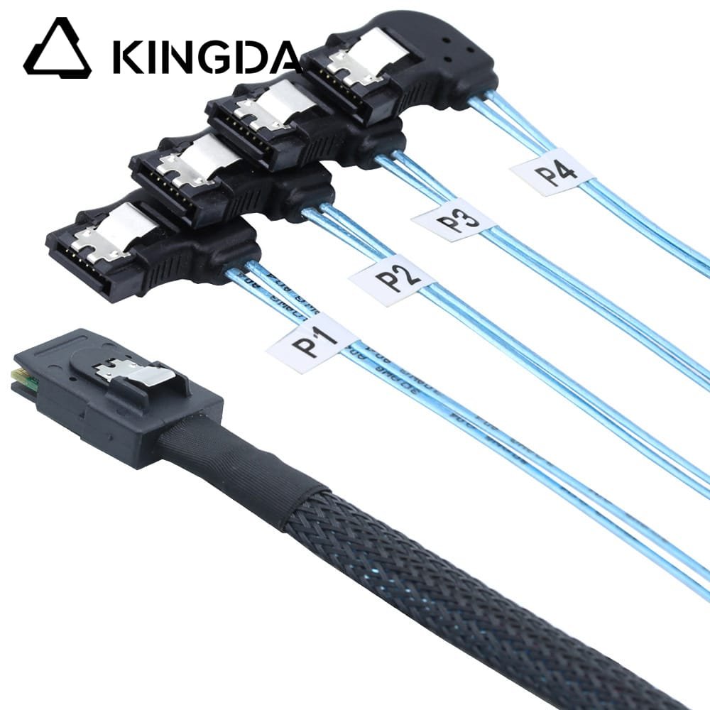 Mini SAS HD SFF-8087 to 4X Left Bend SATA Left Turn SATA High Speed Server Internal Connection Wire Harness