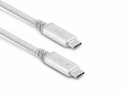Moshi braided USB-C to USB-C fast charging cable.