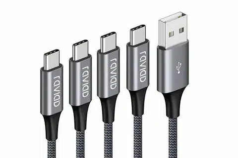 Set of braided USB Type-C to Type-C charging cables.