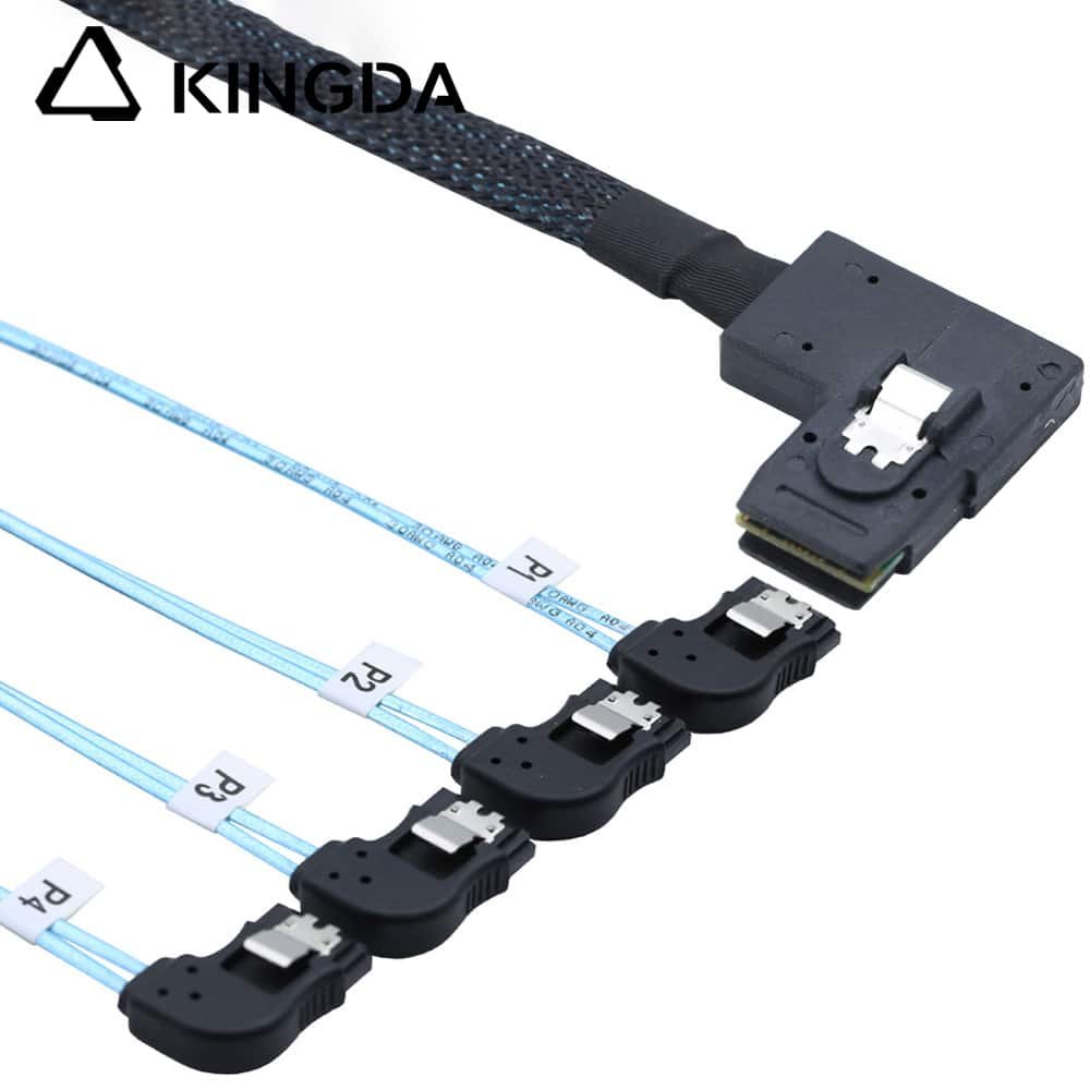 Right bend 90 degree Mini SAS HD SFF-8087 to 4X Left turn 90 degree SATA High Speed Server Internal Connection Wire Harness