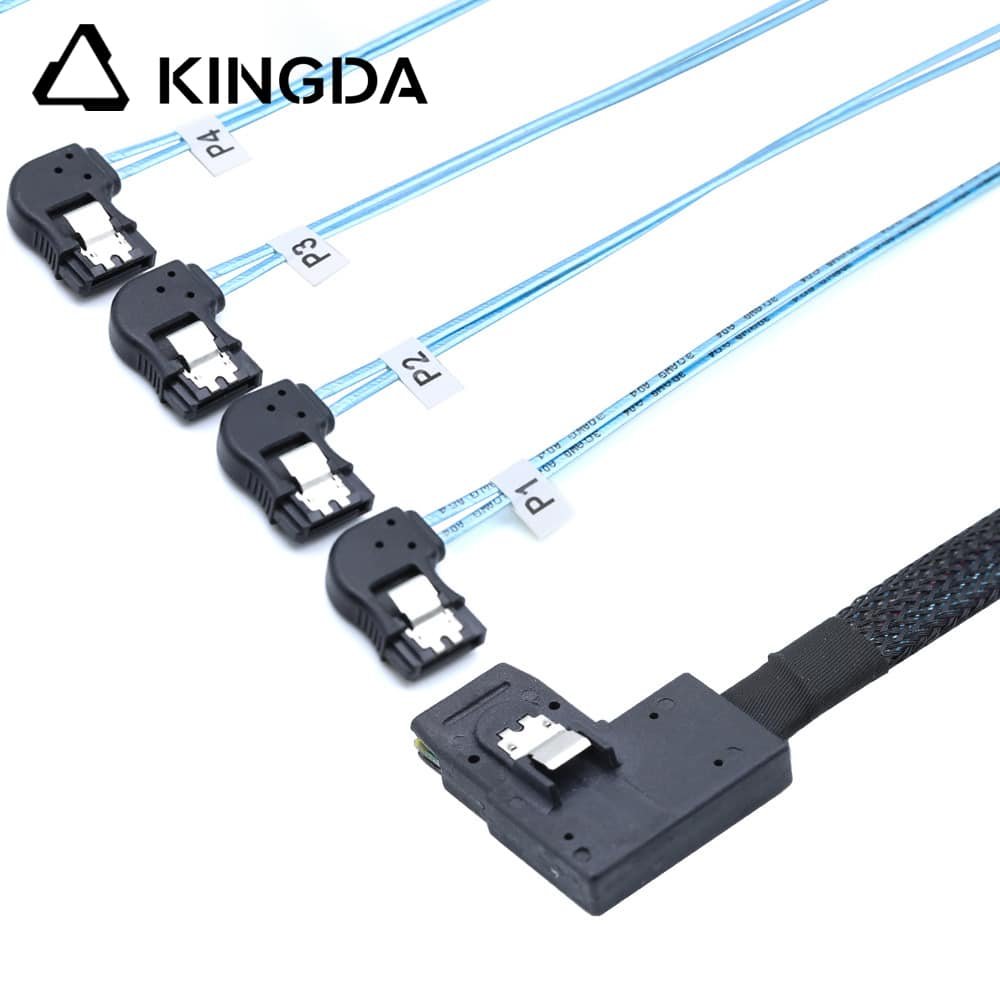 Right bend 90 degree Mini SAS HD SFF-8087 to 4X Left turn 90 degree SATA High Speed Server Internal Connection Wire Harness