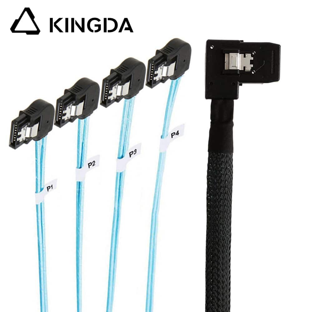 Right bend 90 degree Mini SAS HD SFF-8087 to 4X Left turn 90 degree SATA High Speed Server Internal Connection Wire Harness