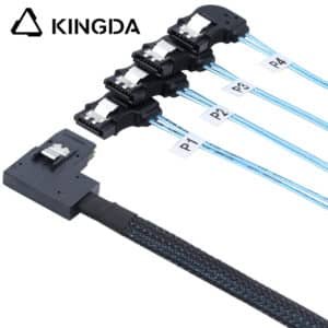 Right bend 90 degree Mini SAS HD SFF-8087 to 4X Left turn 90 degree SATA High Speed Server Internal Connection Wire Harness