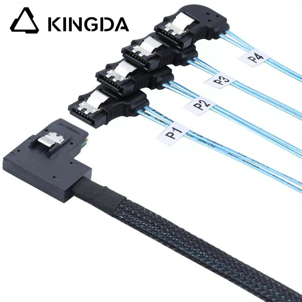 Right bend 90 degree Mini SAS HD SFF-8087 to 4X Left turn 90 degree SATA High Speed Server Internal Connection Wire Harness