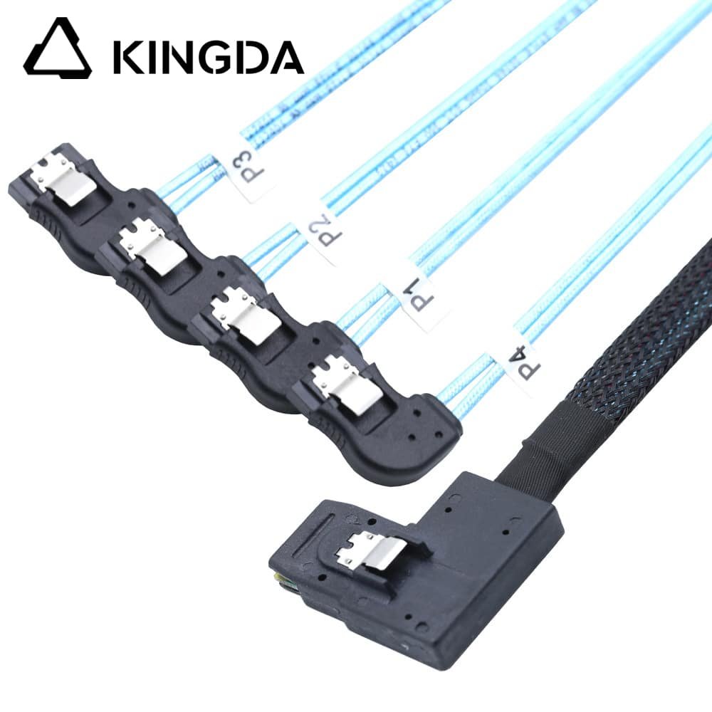 Right bend 90 degree Mini SAS HD SFF-8087 to 4X Right turn 90 degree SATA High Speed Server Internal Connection Wire Harness