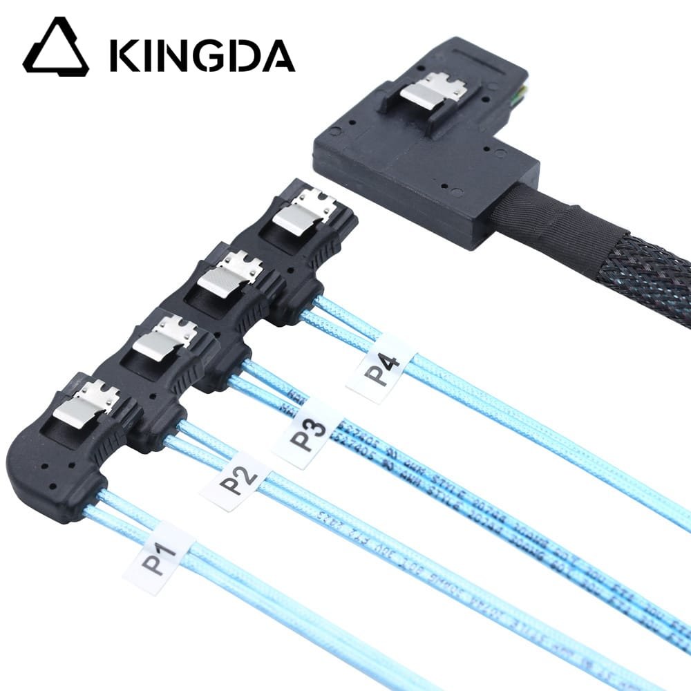 Right bend 90 degree Mini SAS HD SFF-8087 to 4X Right turn 90 degree SATA High Speed Server Internal Connection Wire Harness