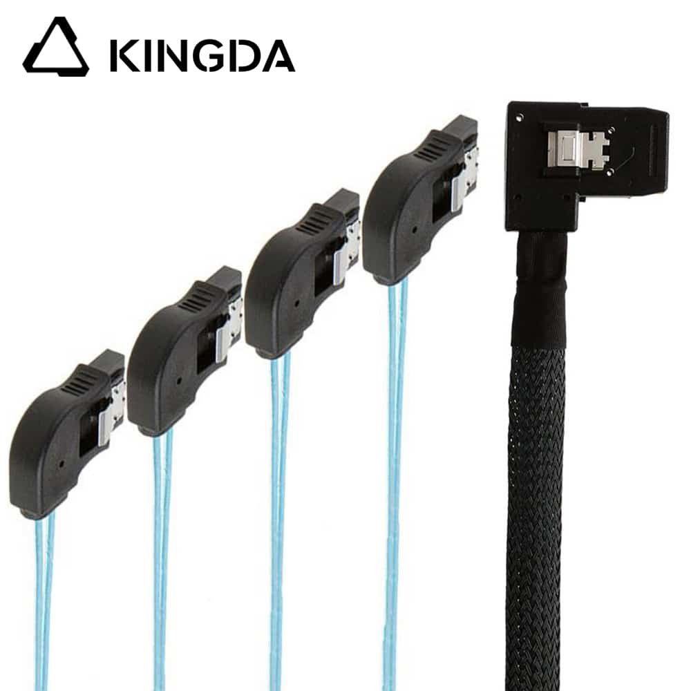 Right bend 90 degree Mini SAS HD SFF-8087 to 4X Right turn 90 degree SATA High Speed Server Internal Connection Wire Harness