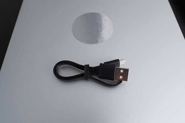 Short USB Type-C charging cable with USB-A connector.