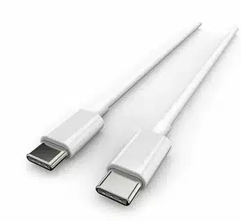 White USB Type-C cable with connectors on both ends.