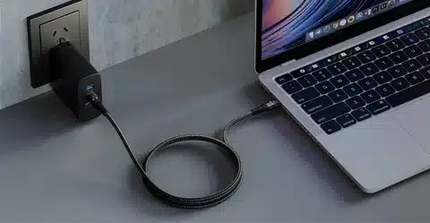 Charge laptop with USB C power bank.