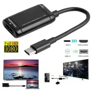 USB C HDMI adapter with 1080p Full HD support for Android screen mirroring.
