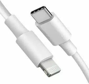USB-C to Lightning charging cable for Apple devices.