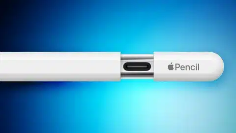 Apple Pencil showing built-in USB-C charging port.
