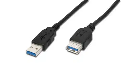 “Black USB 2.0 extension cable with male Type-A and female Type-A connectors.”