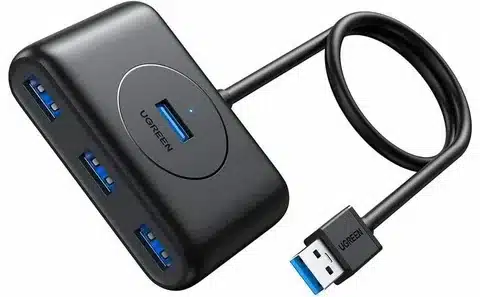 “UGREEN USB 2.0 hub with multiple ports for device connections.”