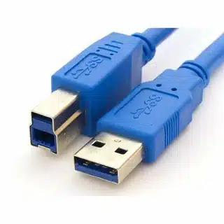 “Blue USB 3.0 Type-A to Type-B cable commonly used for printers and external devices.”