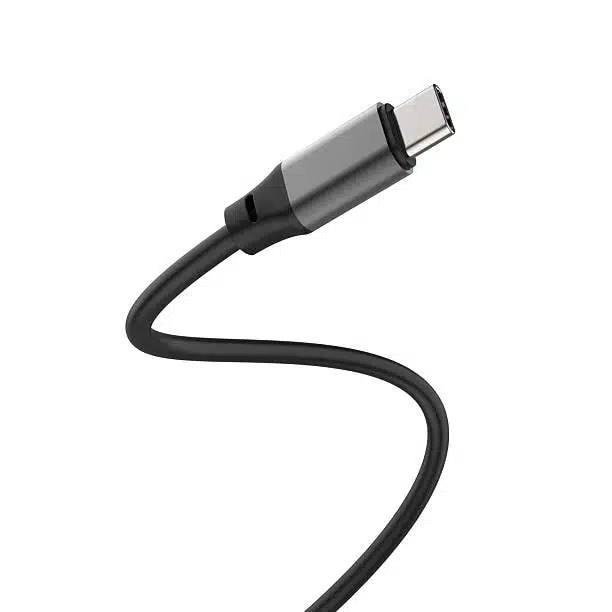 Black usb c connector on cable