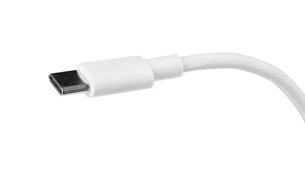 Close-up view of a usb c connector