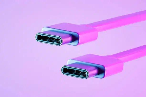 Two usb c cables highlighted in bright background