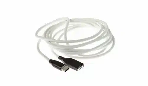 “White USB-C extension cable with male and female connectors.”