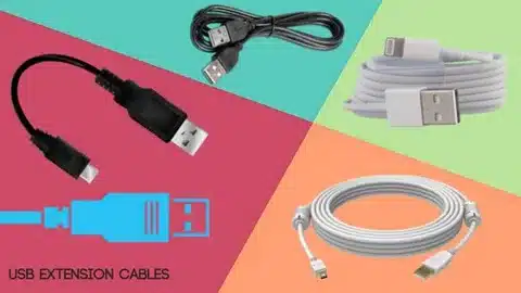 “Assortment of USB extension cables including short and long versions.”