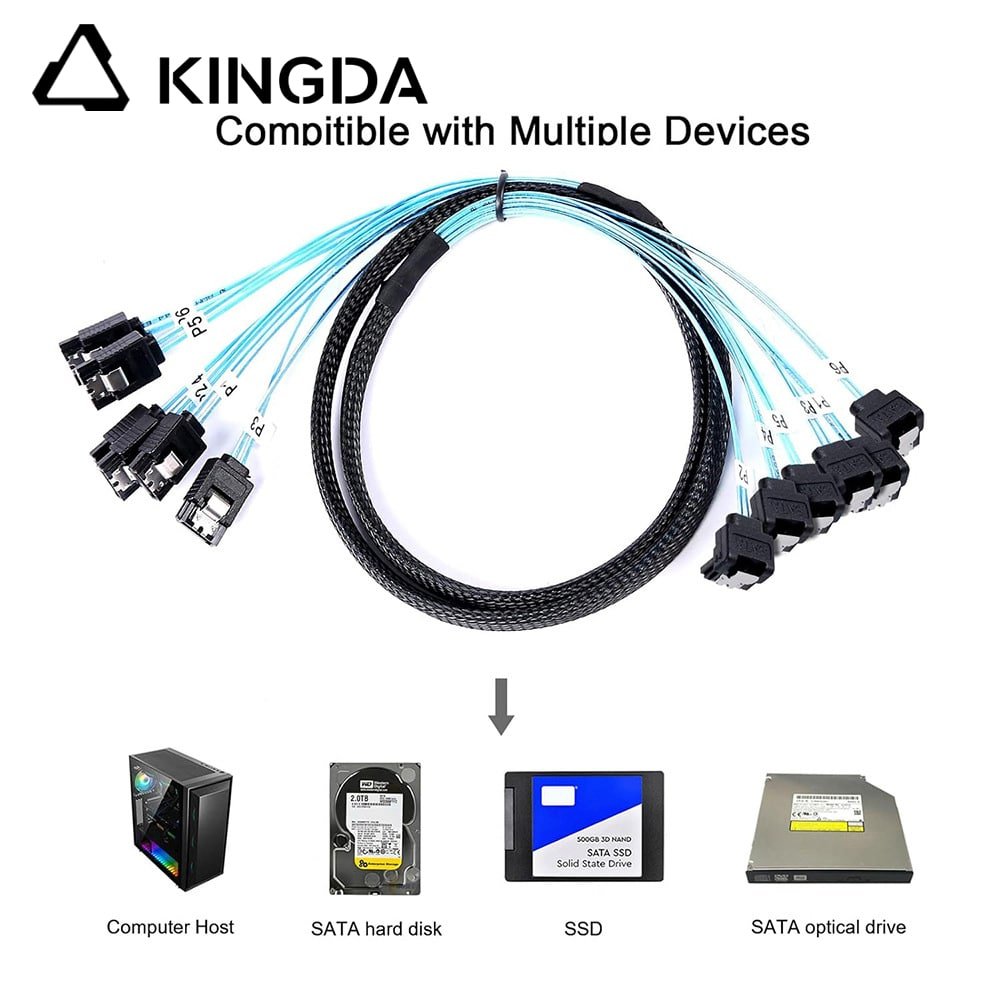 6 port SATA 7P to 6 port 90-degree right angle SATA 7P female