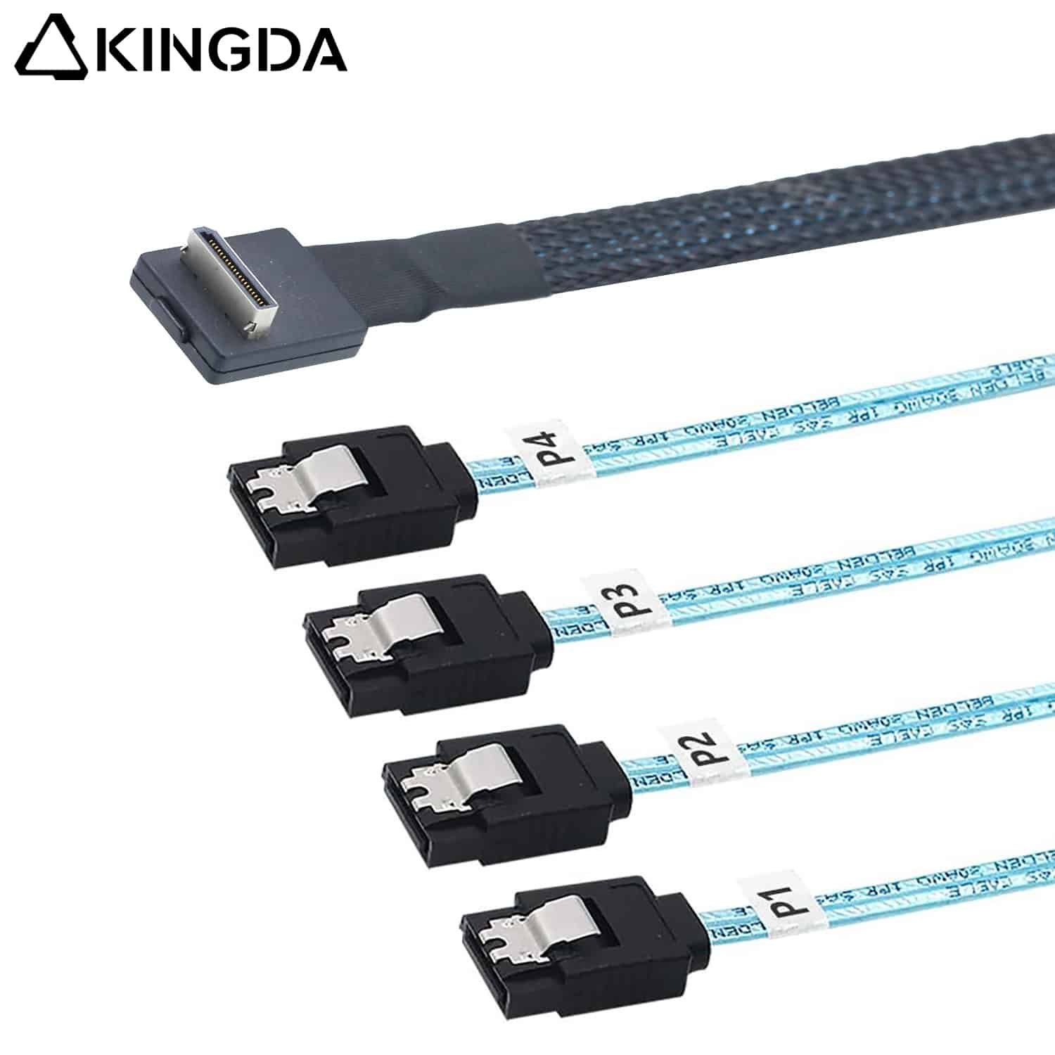 90 degree PCIE Oculink SFF 8611 4I male to 4X SATA 7P