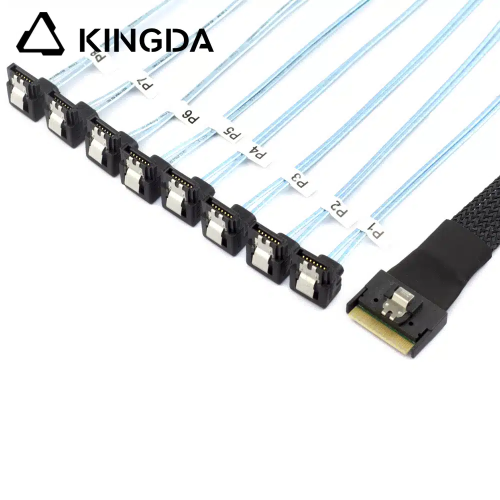Anti-misalignment Insertion Slim SAS SFF 8654 8I to 8 right angle SATA 7P