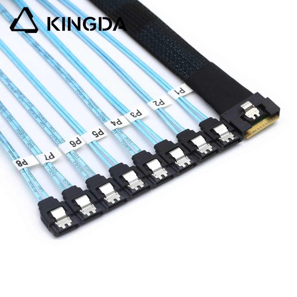 Anti-misalignment Insertion Slim SAS SFF 8654 8I to 8 straight sata 7P femlale