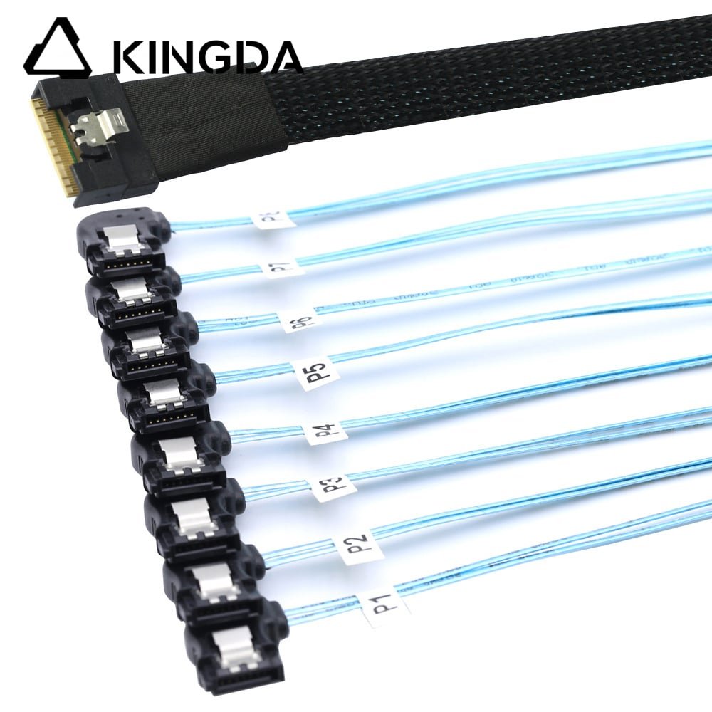 Anti-skew Insertion SFF 8654 8I to 8 left bend SATA 7P
